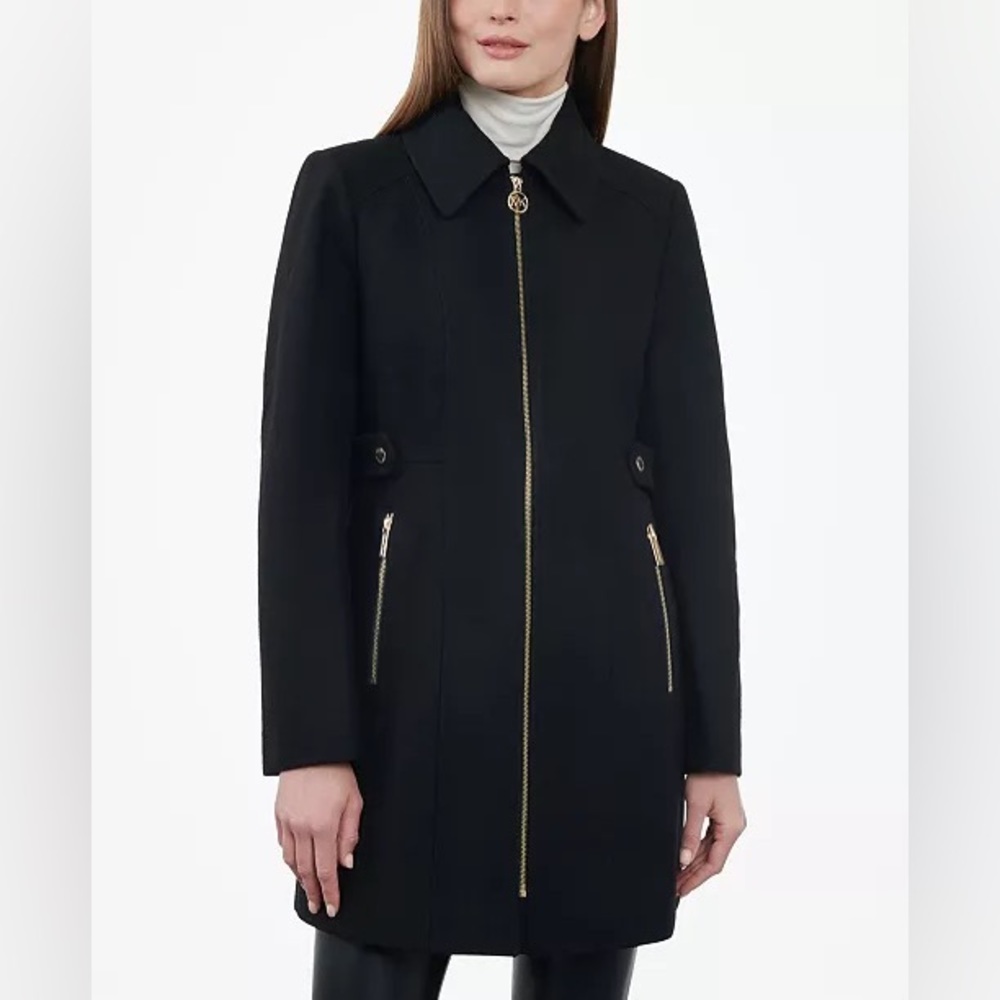 Michael Kors Women's Club-Collar Zip-Front Coat